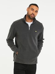 Threadbare Dark Grey Quarter Zip Fleece Sweatshirt - Image 1 of 4