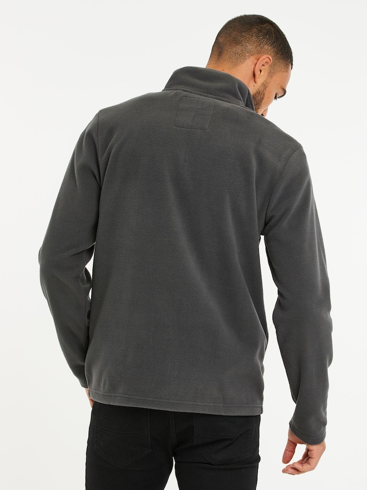 Threadbare Dark Grey Quarter Zip Fleece Sweatshirt - Image 2 of 4