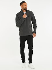 Threadbare Dark Grey Quarter Zip Fleece Sweatshirt - Image 3 of 4