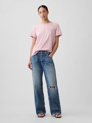 Gap Pink Floral Crew Neck Favourite Crew Neck Short Sleeve T-Shirt - Image 4 of 5