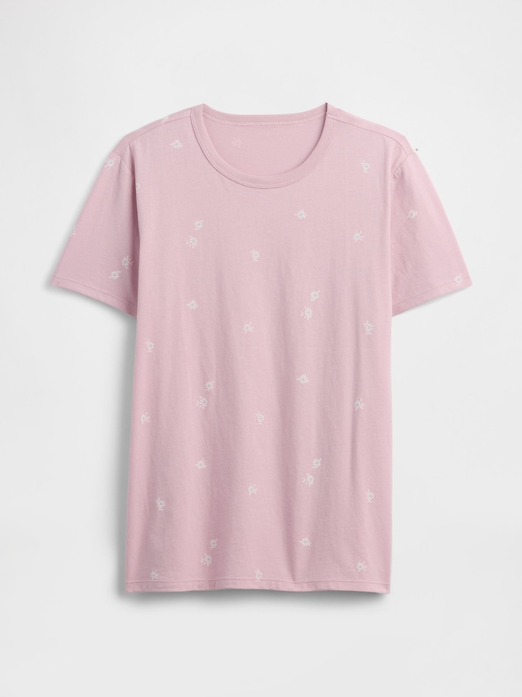 Gap Pink Floral Crew Neck Favourite Crew Neck Short Sleeve T-Shirt - Image 5 of 5