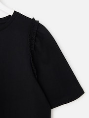Oliver Bonas Black Ruffle Sleeve T-Shirt - Bild 6 von 7