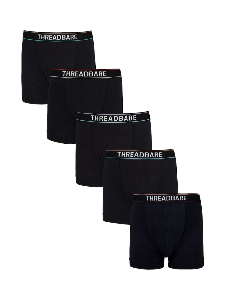 Threadbare Black Hipster Boxers 5 Packs - Image 1 of 4
