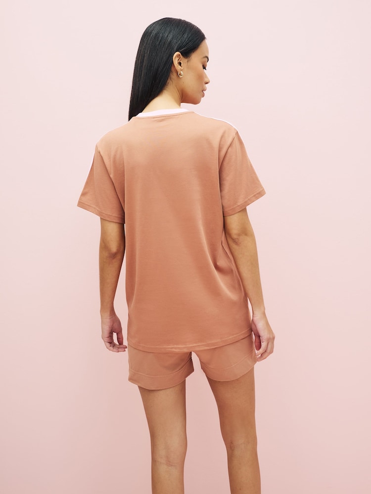 adidas Brown Essentials 3-Stripes 100% Cotton T-Shirt - Image 2 of 5
