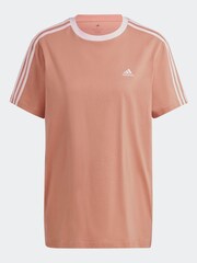 adidas Brown Essentials 3-Stripes 100% Cotton T-Shirt - Image 5 of 5