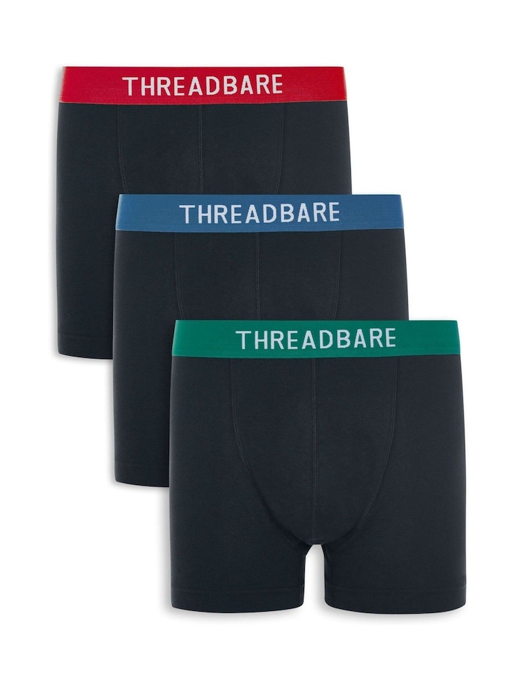 Threadbare Black Dark Black Hipster Boxers 3 Pack - Image 1 of 4