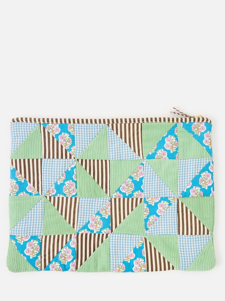 Oliver Bonas Blue Emily Green & Blue Patchwork Corduroy Laptop Case - Image 2 of 4 Oliver Bonas Blue Emily Green & Blue Patchwork Corduroy Laptop Case - Image 2 of 4