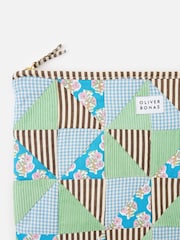 Oliver Bonas Blue Emily Green & Blue Patchwork Corduroy Laptop Case - Image 3 of 4