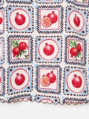 Oliver Bonas Blue Blue Pomegranate Print Sleeveless Scalloped Top - Image 5 of 7