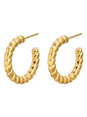 Oliver Bonas Gold Faith Gold Tone Waterproof Curved Edge Hoop Earrings - Image 2 of 2