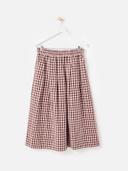 Oliver Bonas Pink Pink & Brown Gingham Elasticated Waist Midi Skirt - Image 3 of 7