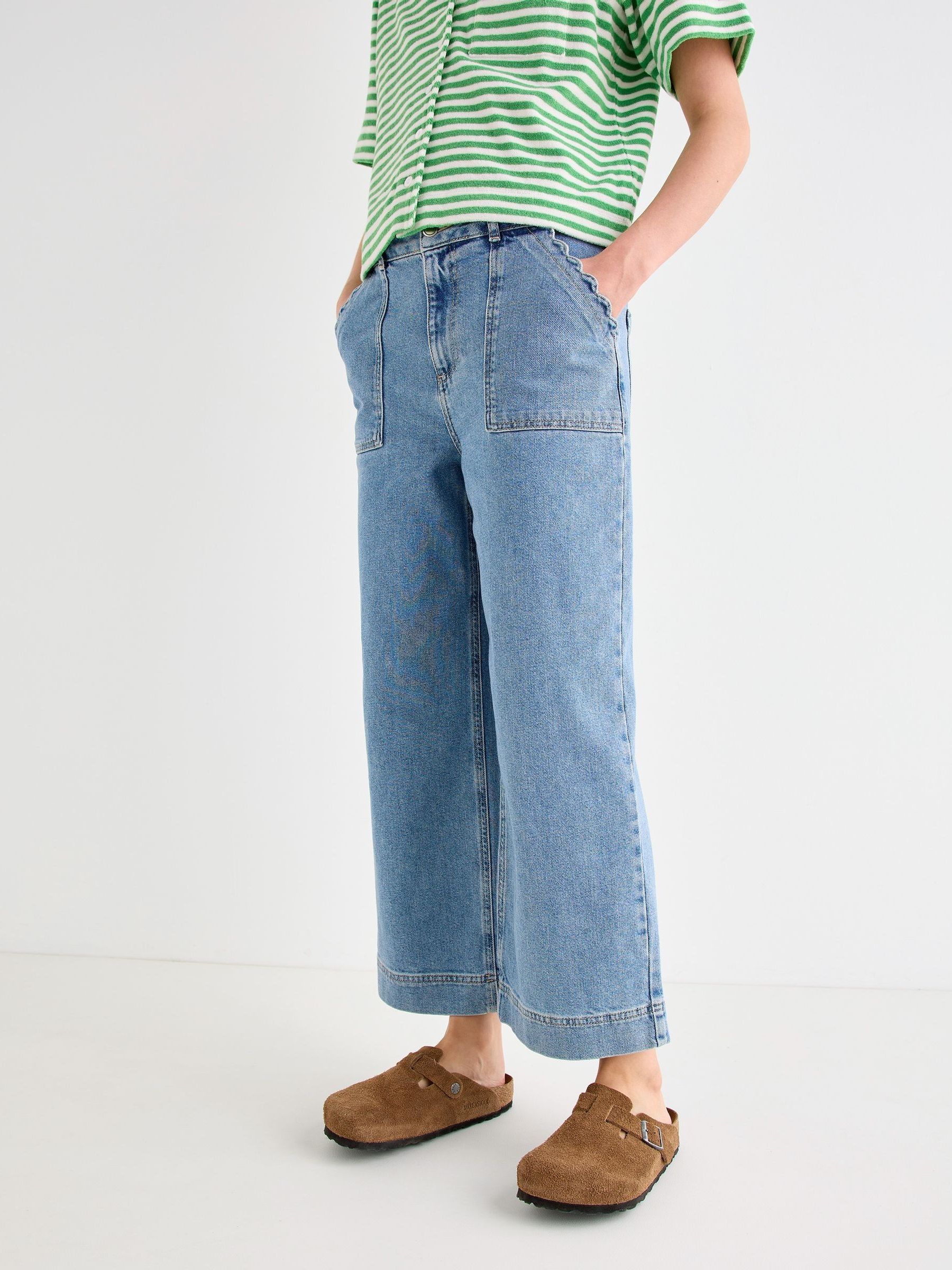 Buy Oliver Bonas Blue Light Blue Denim Scalloped Pocket Cropped