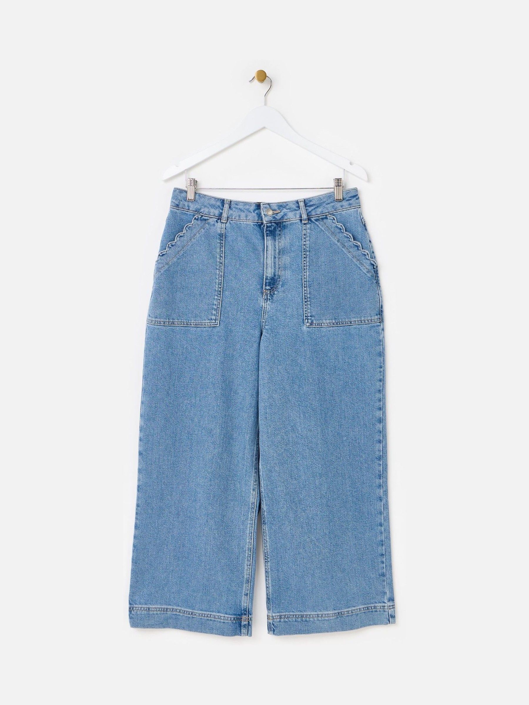 Buy Oliver Bonas Blue Light Blue Denim Scalloped Pocket Cropped