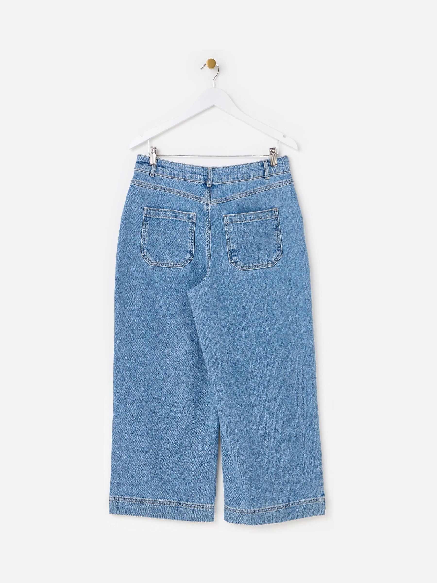 Buy Oliver Bonas Blue Light Blue Denim Scalloped Pocket Cropped