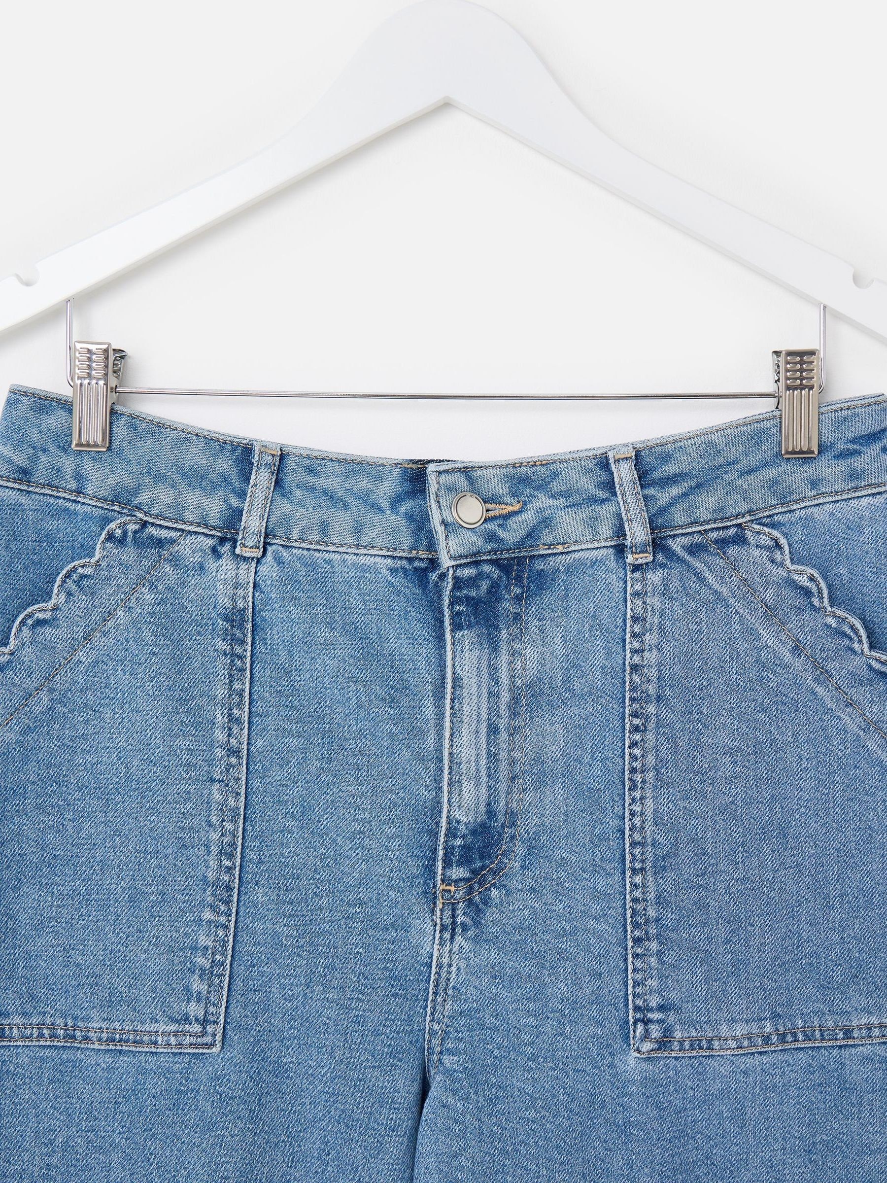 Buy Oliver Bonas Blue Light Blue Denim Scalloped Pocket Cropped