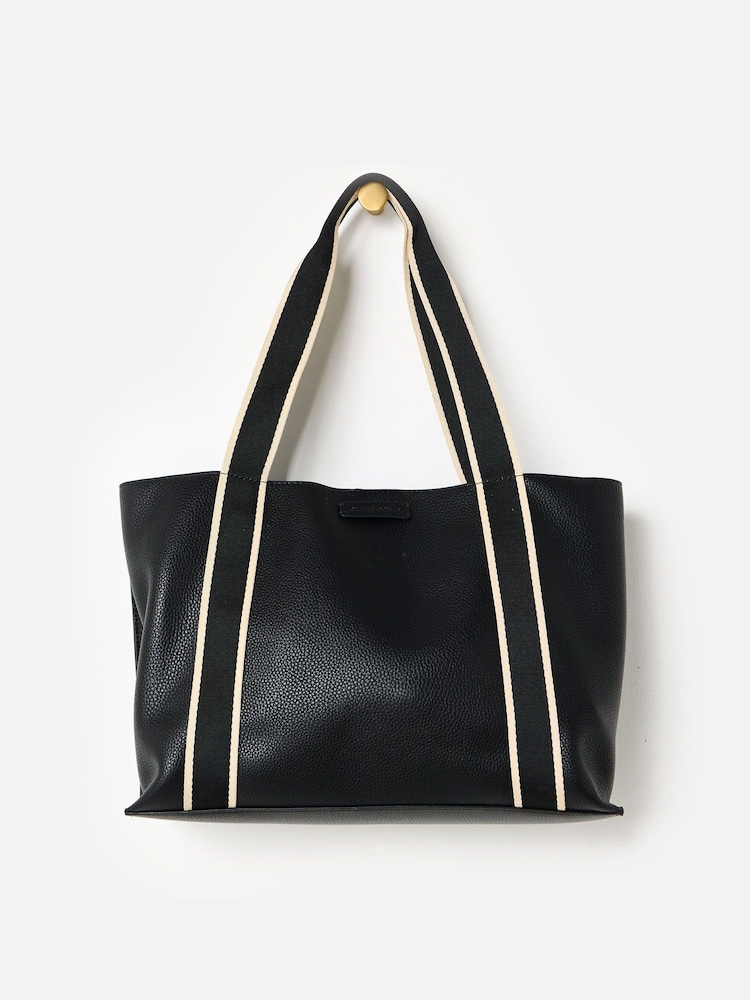 Oliver Bonas Black Emma Monochrome Strap Black Tote Bag - Image 2 of 7 Oliver Bonas Black Emma Monochrome Strap Black Tote Bag - Image 2 of 7