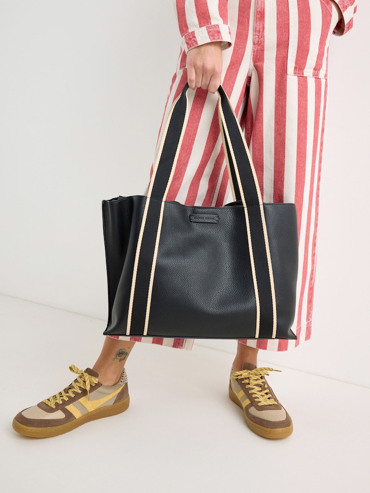 Oliver Bonas Black Emma Monochrome Strap Black Tote Bag - Image 7 of 7 Oliver Bonas Black Emma Monochrome Strap Black Tote Bag - Image 7 of 7