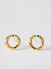 Oliver Bonas Gold Eden Gold Tone Waterproof Circle Stud Earrings - Image 1 of 3
