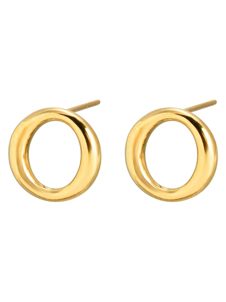 Oliver Bonas Gold Eden Gold Tone Waterproof Circle Stud Earrings - Image 2 of 3 Oliver Bonas Gold Eden Gold Tone Waterproof Circle Stud Earrings - Image 2 of 3