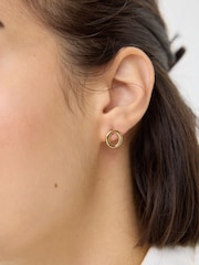 Oliver Bonas Gold Eden Gold Tone Waterproof Circle Stud Earrings - Image 3 of 3