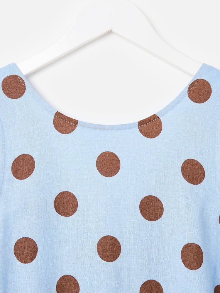 Oliver Bonas Light Blue & Brown Polka Dot Sleeveless Midi Dress - Image 5 of 5 Oliver Bonas Light Blue & Brown Polka Dot Sleeveless Midi Dress - Image 5 of 5