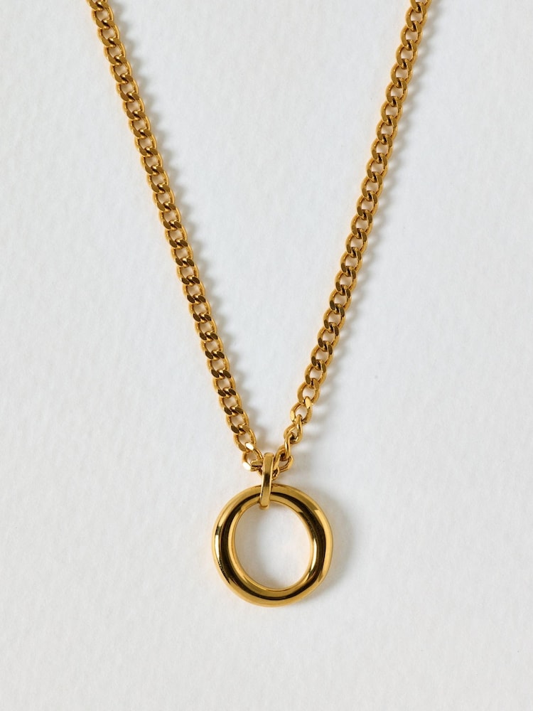 Oliver Bonas Gold Eden Gold Tone Waterproof Circle Pendant Necklace - Image 1 of 4