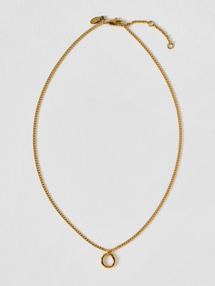 Oliver Bonas Gold Eden Gold Tone Waterproof Circle Pendant Necklace - Image 2 of 4