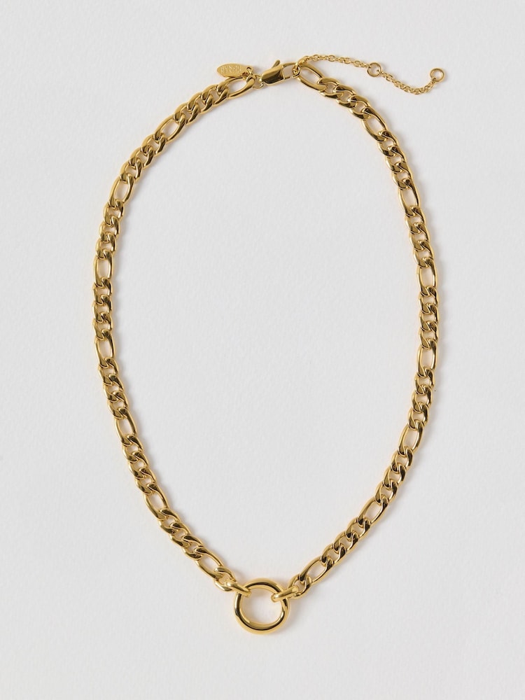 Oliver Bonas Gold Zora Gold Tone Waterproof Chunky Ring Necklace - Image 2 of 3
