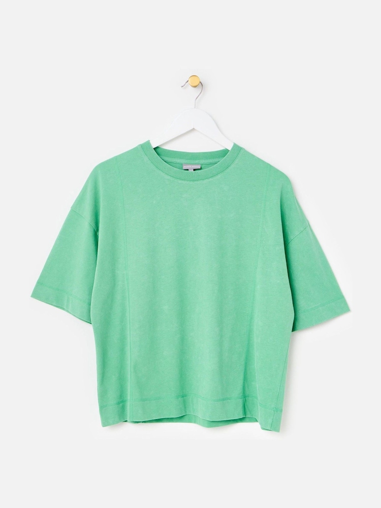 Oliver Bonas Green Green Stitch Detail T-Shirt - Image 1 of 5 Oliver Bonas Green Green Stitch Detail T-Shirt - Image 1 of 5