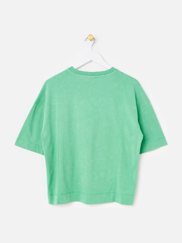 Oliver Bonas Green Green Stitch Detail T-Shirt - Image 2 of 5 Oliver Bonas Green Green Stitch Detail T-Shirt - Image 2 of 5