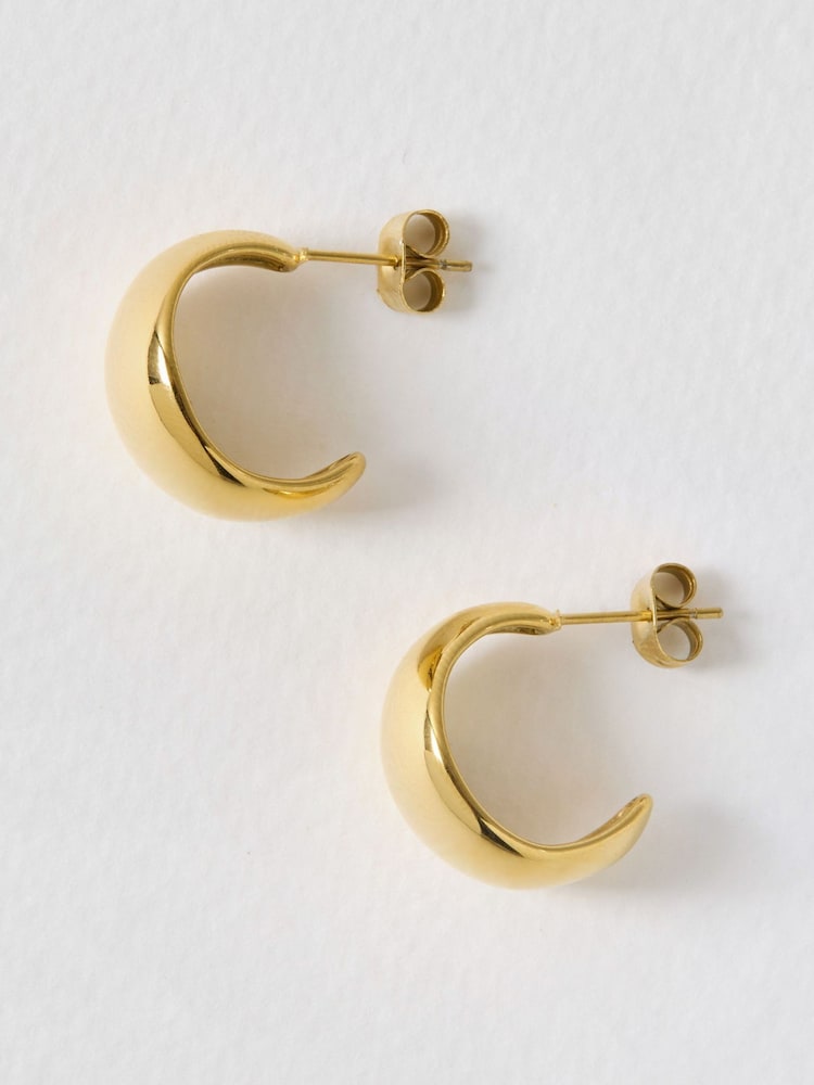 Oliver Bonas Gold Lora Gold Tone Waterproof Chunky Hoop Earrings - Image 1 of 3