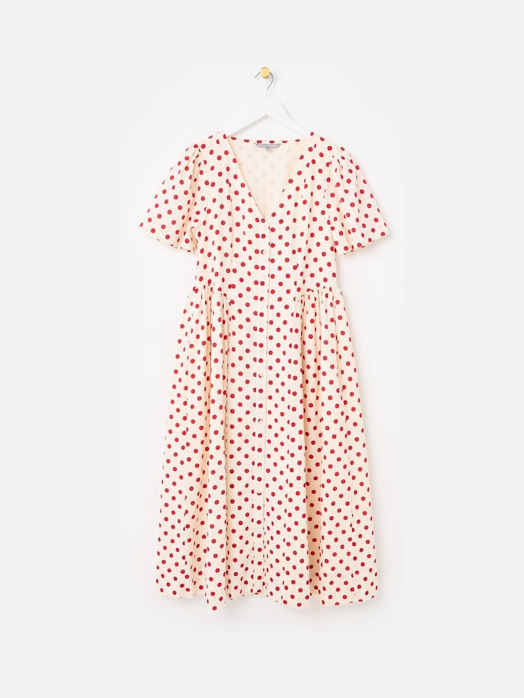 midi red polka dot dress The Polka Dot Ruffle Wrap Dress - Red Women's Casual Wrap Dress, Stylish- Red - Dresses