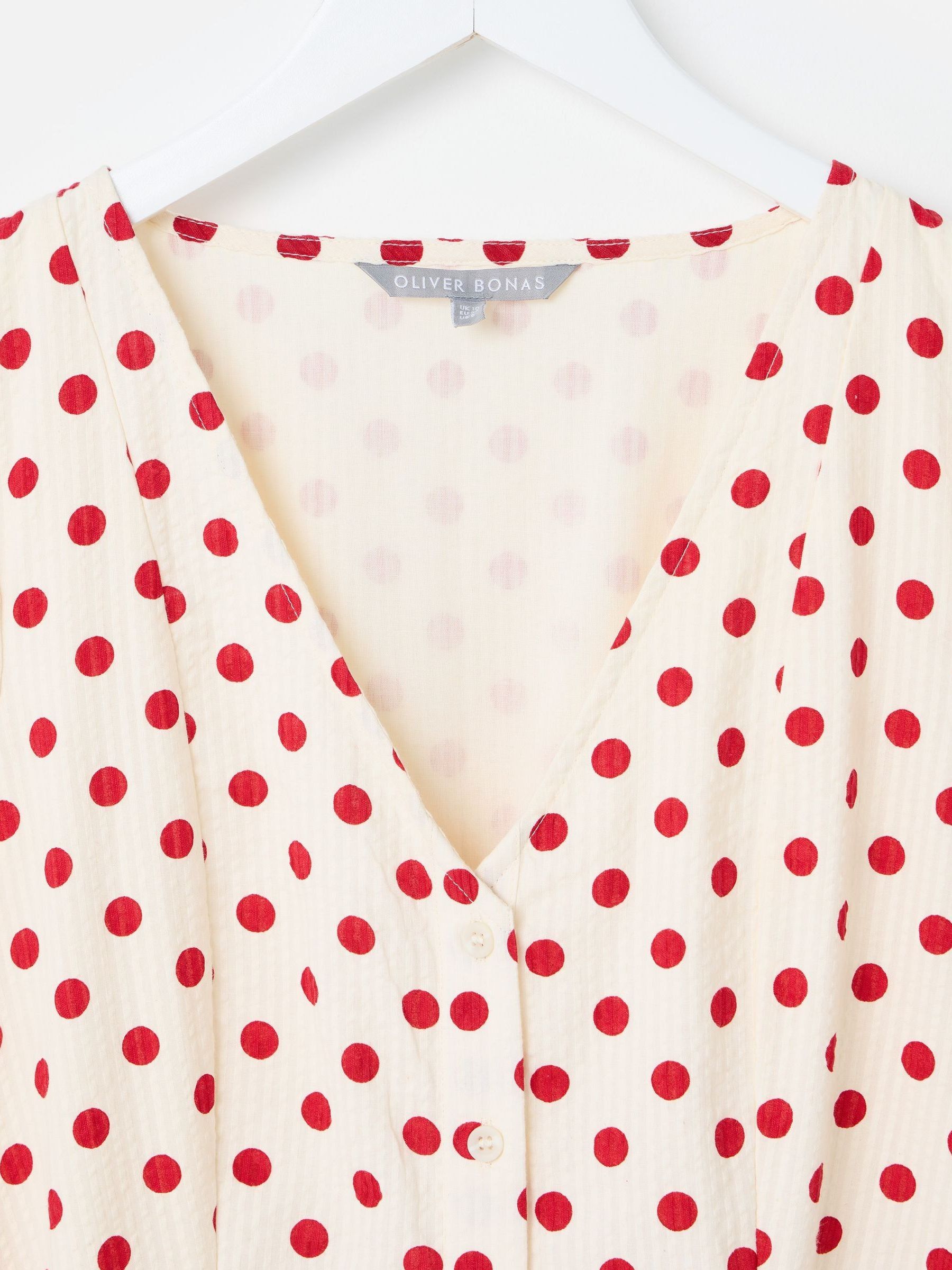 Buy Oliver Bonas White Cream & Red Polka Dot V-Neck Midi Dress
