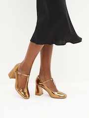 Gold Forever Comfort® T-Bar Block Heel Shoes - Image 1 of 7