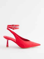 Red Forever Comfort® Double Buckle Jewel Slingback Heels - Image 2 of 6