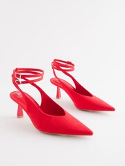 Red Forever Comfort® Double Buckle Jewel Slingback Heels - Image 3 of 6
