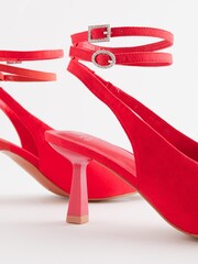 Red Forever Comfort® Double Buckle Jewel Slingback Heels - Image 5 of 6