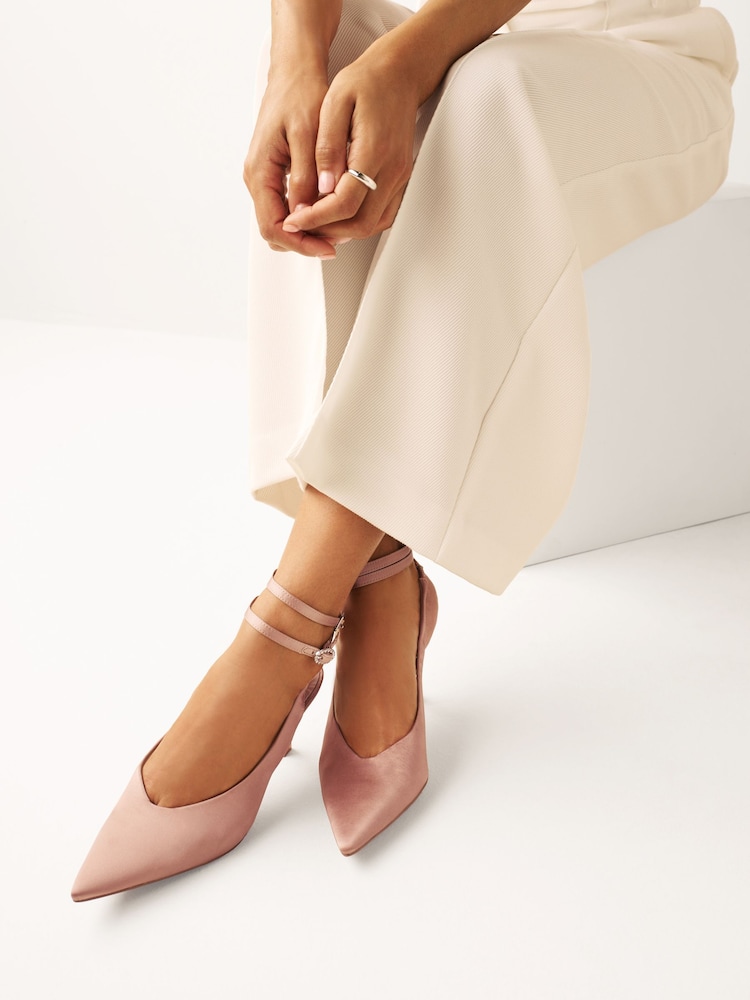Nude Forever Comfort® Double Buckle Jewel Slingback Heels - Image 1 of 6