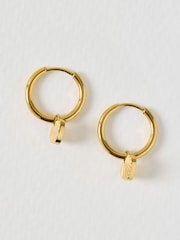 Oliver Bonas Gold Melony Gold Tone Waterproof Etched Heart Hoop Earrings - Image 1 of 4