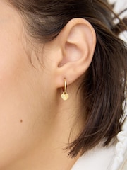 Oliver Bonas Gold Melony Gold Tone Waterproof Etched Heart Hoop Earrings - Image 4 of 4