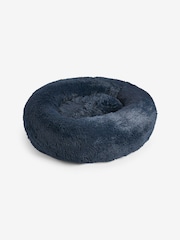 Navy Round Faux Fur Pet Bed - Image 1 of 2
