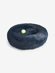 Navy Round Faux Fur Pet Bed - Image 2 of 2