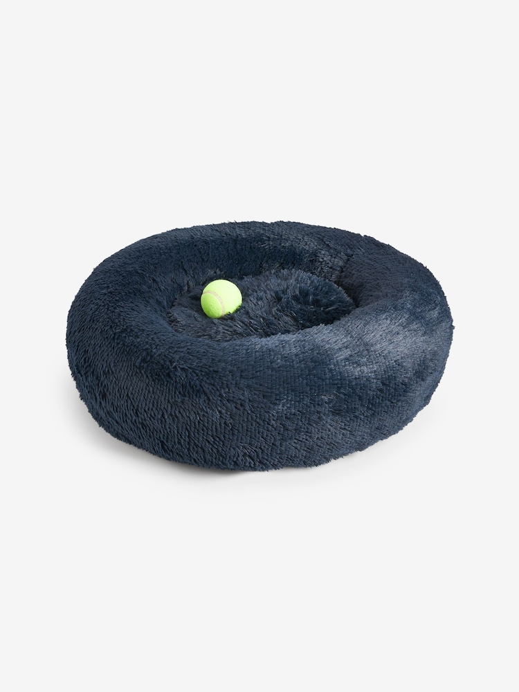 Navy Round Faux Fur Pet Bed - Image 2 of 2