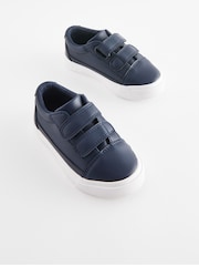 Navy Blue Plain Standard Fit (F) Strap Touch Fastening Shoes - Image 1 of 5