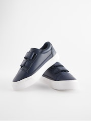 Navy Blue Plain Standard Fit (F) Strap Touch Fastening Shoes - Image 4 of 5