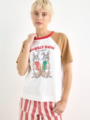 Oliver Bonas White & Brown Rabbit Run Graphic T-Shirt - Изображение 1 7