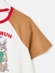 Oliver Bonas White & Brown Rabbit Run Graphic T-Shirt - Изображение 6 7