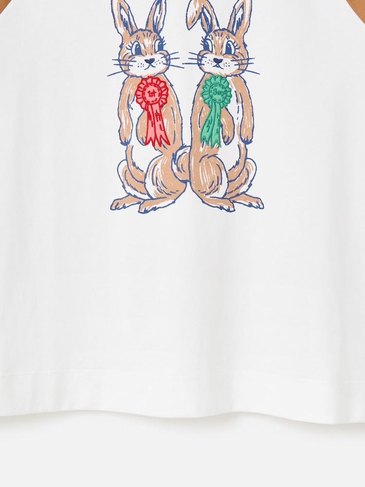 Oliver Bonas White & Brown Rabbit Run Graphic T-Shirt - Изображение 7 7