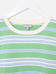 Oliver Bonas Green Green & Blue Striped Flutter Sleeve T-Shirt - Image 6 of 8