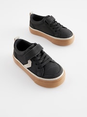 Black Standard Fit (F) Touch Fastening Chevron Trainers - Image 2 of 6